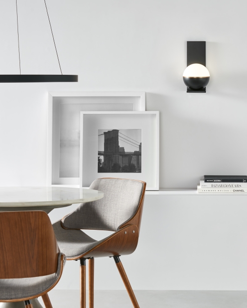 Akova Wall, Matte Black / Aged Brass<BR> Fiama 24, Black