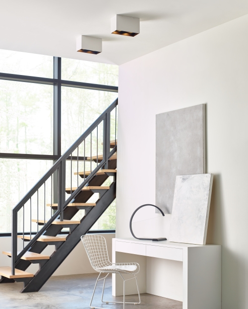 Exo 6 Dual, White / Black<BR>Karla Table Lamp, Nightshade Black