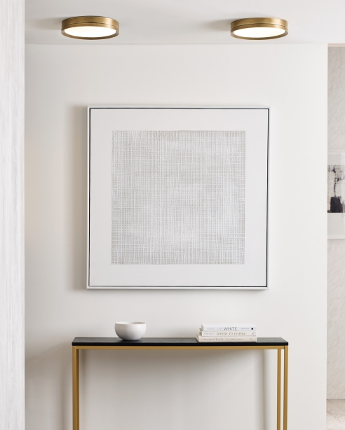 Finch Round Flush Mount, Plated Brass