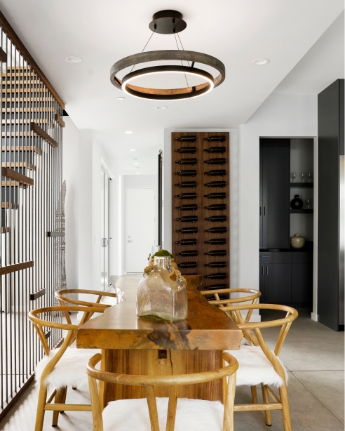 Grace 30 Chandelier, Matte Black, Weathered Oak WoodDesigner: Tristan Martin of Martinko Studio
Photographer: Paul Barnaby