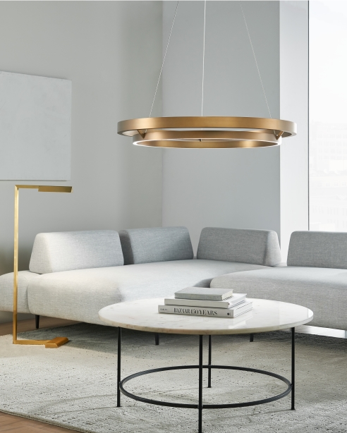 Grace 36, Aged Brass<BR>Dessau 46 Floor Lamp, Natural Brass