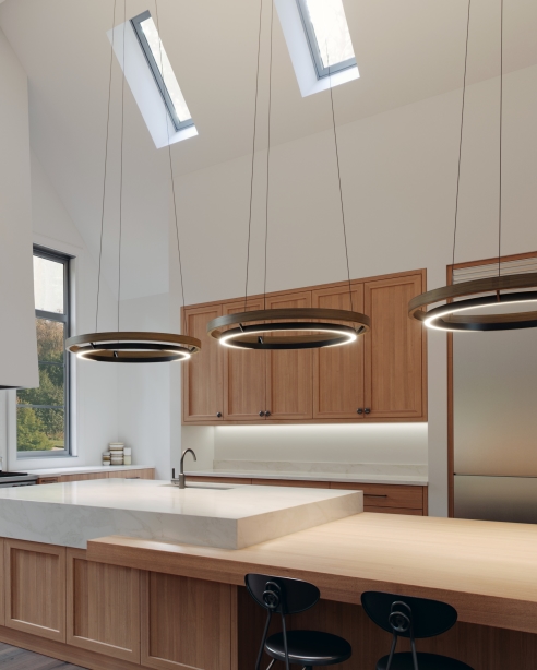 Grace 36 Chandelier: Matte Black/Weathered Oak Wood