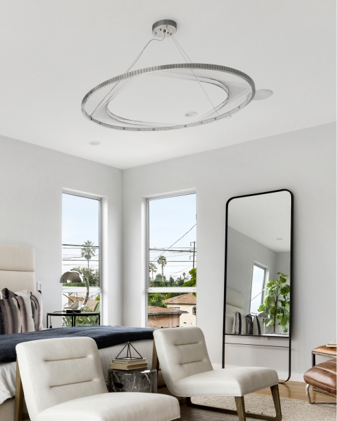 Interlace 45 Suspension, Satin Nickel Designer: Tristan Martin of Martinko Studio
Photographer: Paul Barnaby
