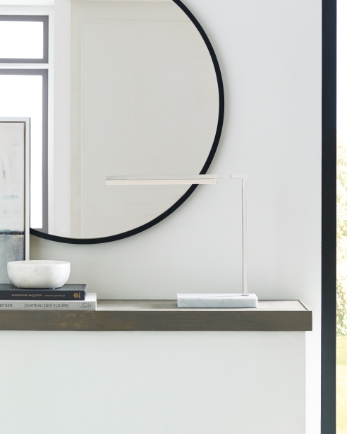 Klee 18 Table Lamp Polished Nickel/White Marble