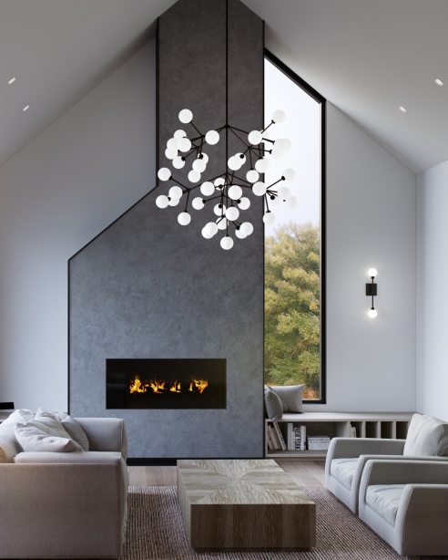 Mara Grande Chandelier: White/Matte Black<br>Mara Wall: White/Matte Black