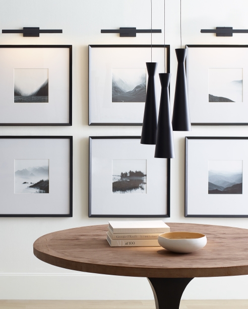 Windsor Low-Voltage Pendant: Black<br>Dessau 18 Picture Light: Nightshade Black