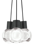 Black Finish<br>Black Cord<br>3-Lite Chandelier