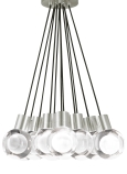 Satin Nickel Finish<br>Black Cord<br>11-Lite Chandelier