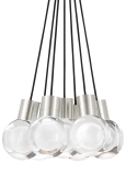 Satin Nickel Finish<br>Black Cord<br>7-Lite Chandelier<br>